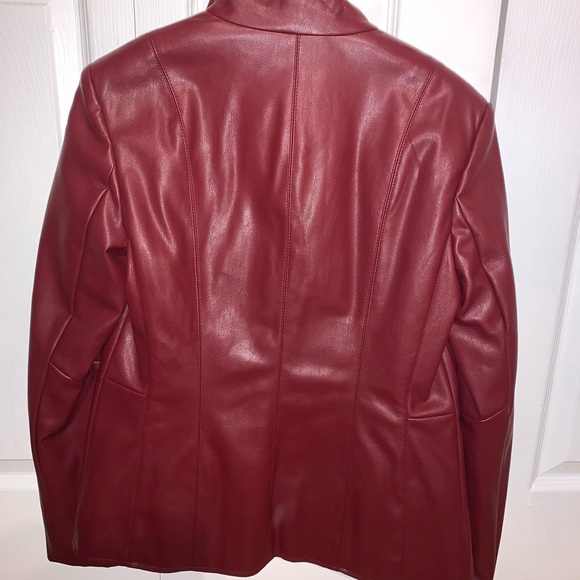 Cole Haan faux leather jacket XS burgundy - Picture 3 of 7